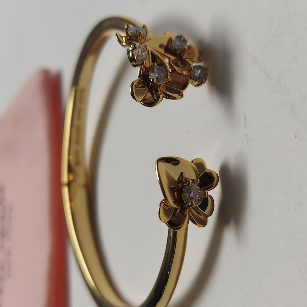 kate spade new yorkGold-Tone Precious Pansy Cuff Bracelet - Picture 6 of 8